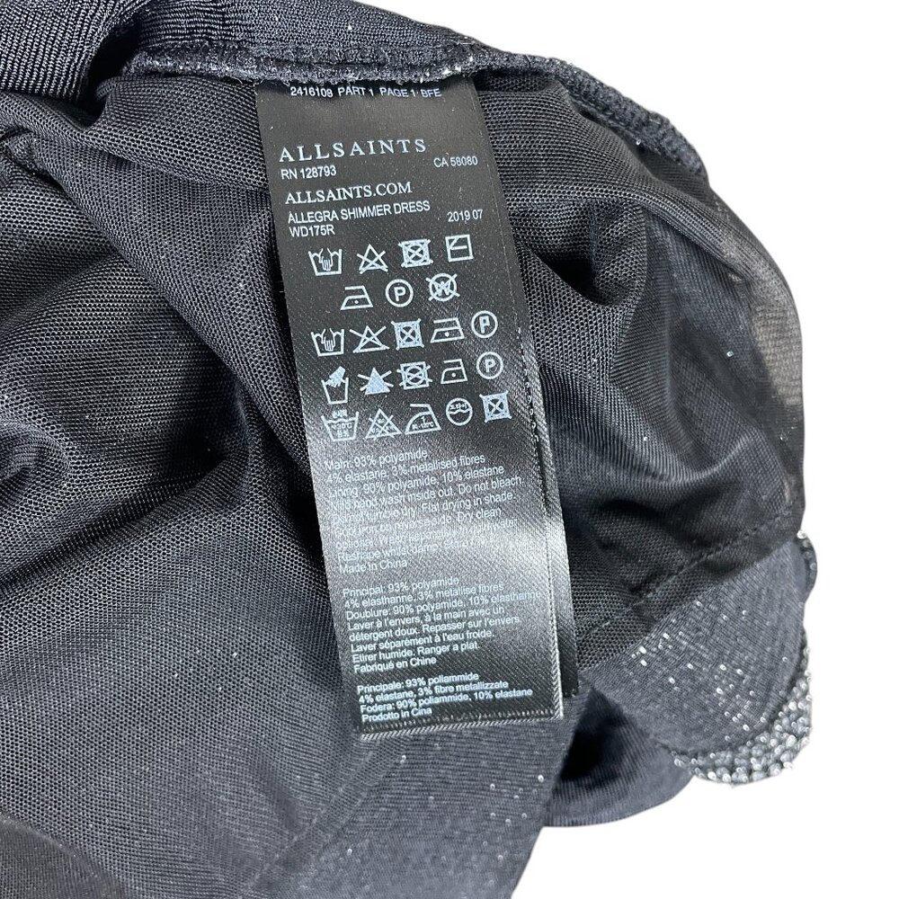 AllSaints Womens Allegra Faux Wrap Shimmer Sheath Dress Party Cocktail Size 6 - Picture 11 of 13